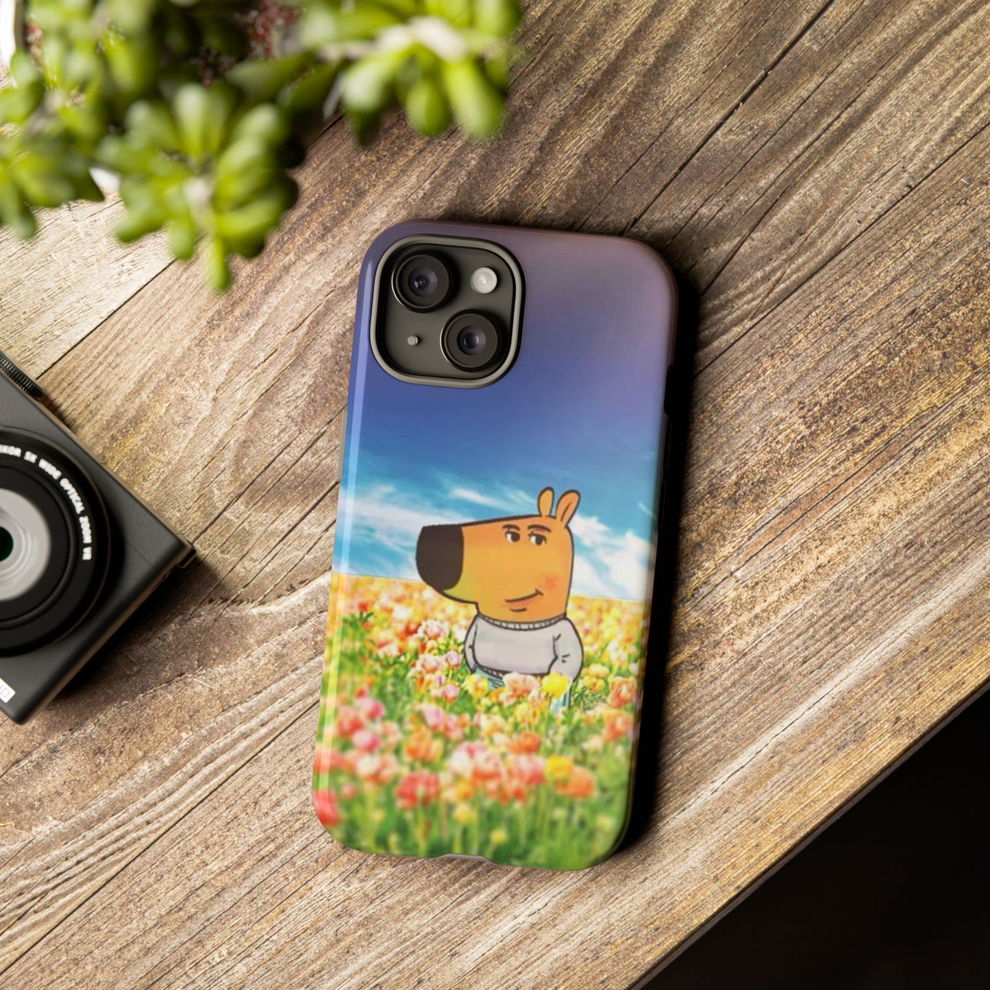 Playful Floral Tough Case for iPhone - Cute Dog Design