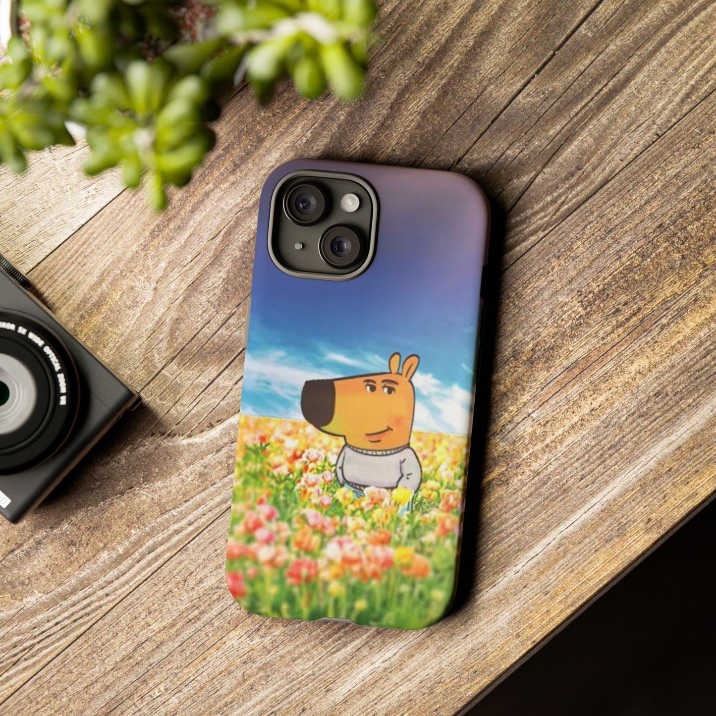 Playful Floral Tough Case for iPhone - Cute Dog Design